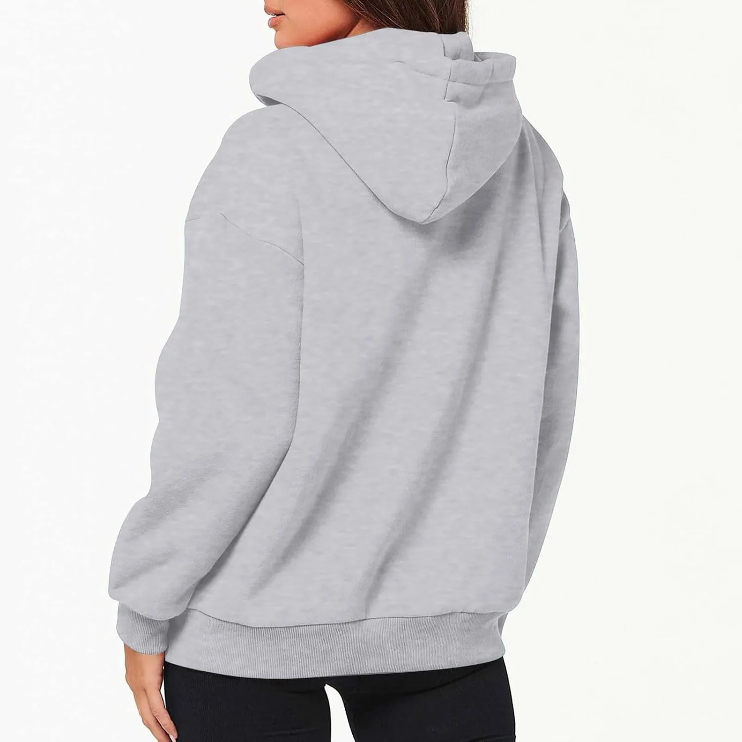 nerohusy Women's Cute Hoodies Girl Fall 2023 Jacket Oversized Sweatshirts Casual Drawstring Zip Up Y2K Hoodie with Pocket