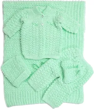 Newborn Baby Crochet Blanket 5 Piece Set Hat, Booties, Sweater, Pants
