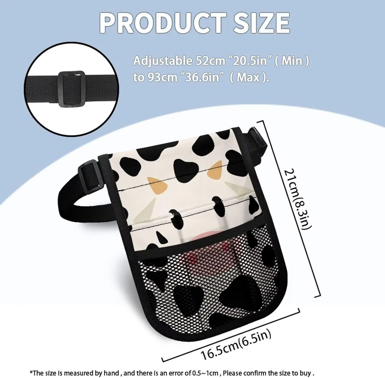 Nurse Fanny Pack, Nursing Belt Organizer with Adjustable Waist Strap with Tape Holder and Multiple Compartments,Cartoon Cow