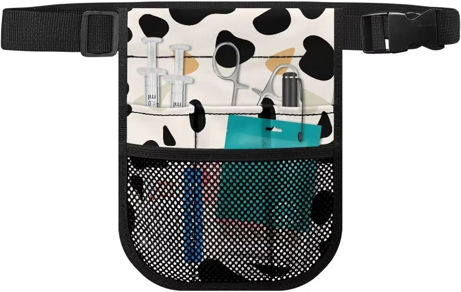 Nurse Fanny Pack, Nursing Belt Organizer with Adjustable Waist Strap with Tape Holder and Multiple Compartments,Cartoon Cow