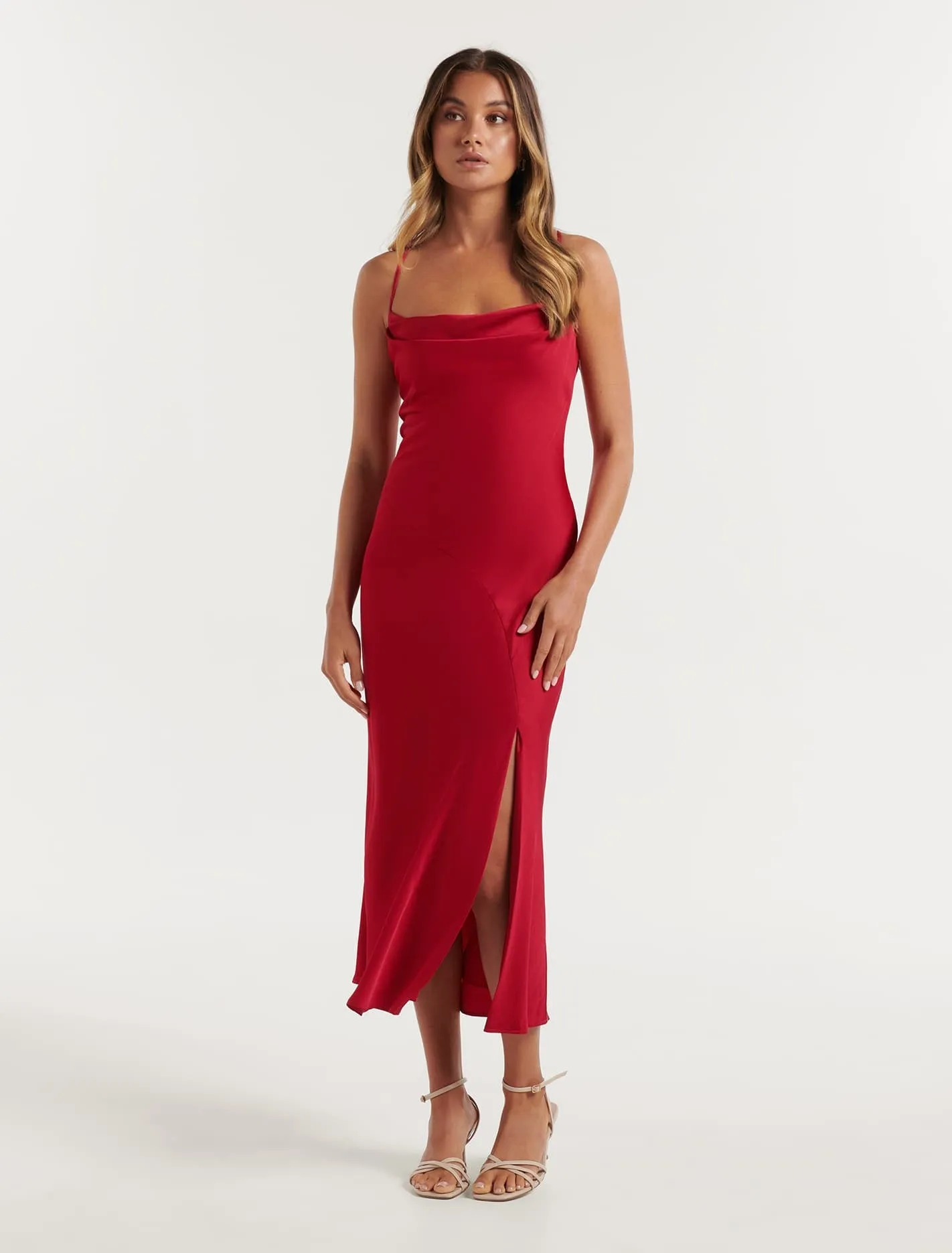 Opal Petite Bias Cowl Satin Midi Dress