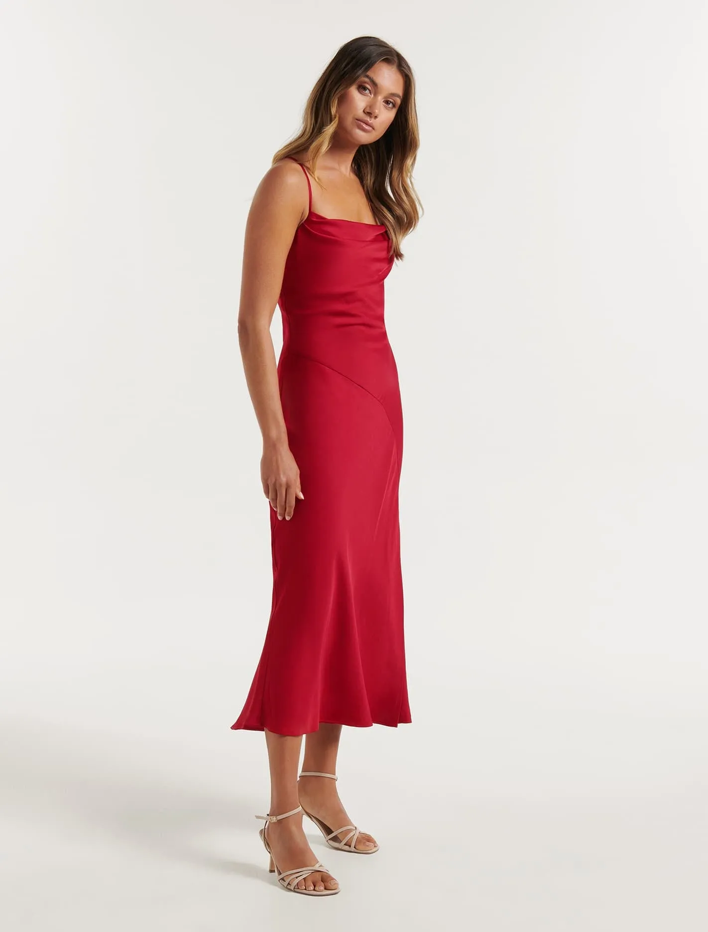 Opal Petite Bias Cowl Satin Midi Dress