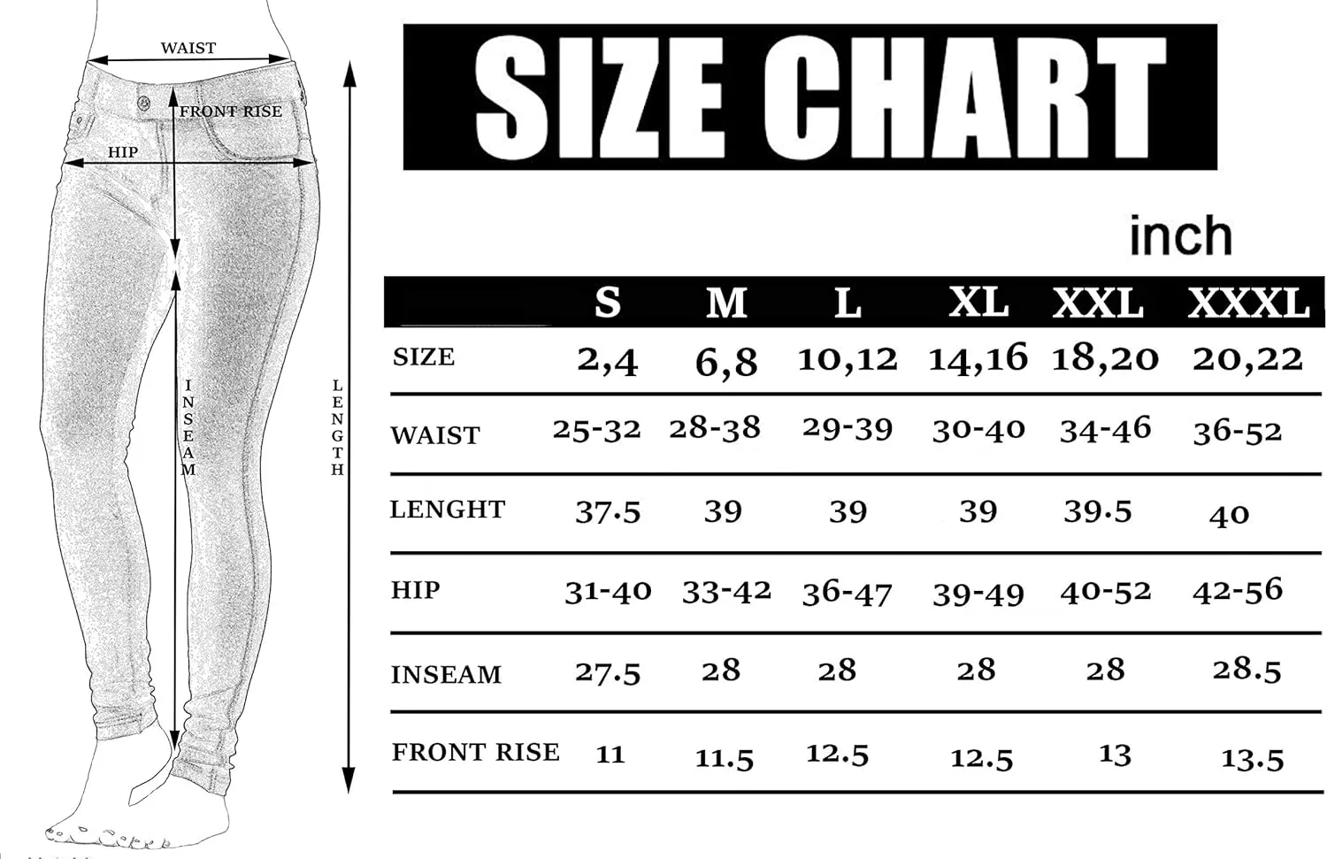 Prolific Health Women's Jean Look Jeggings Tights Slimming Many Colors Spandex Leggings Pants Capri S-XXXL
