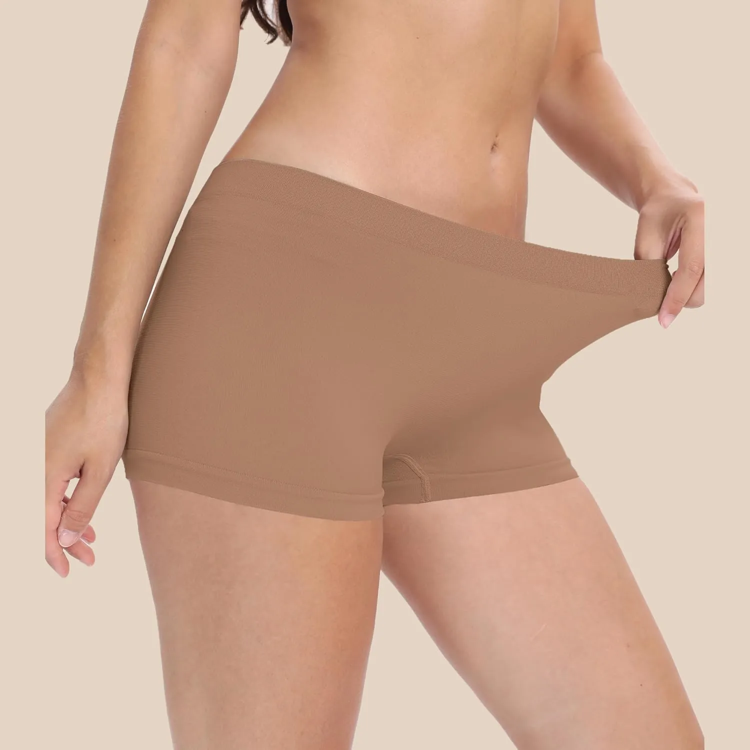 R RUXIA Women's Boyshorts Underwear Seamless Boy Shorts Panties Soft Stretch Boxer Briefs 5 Packs(Regular & Plus Size)