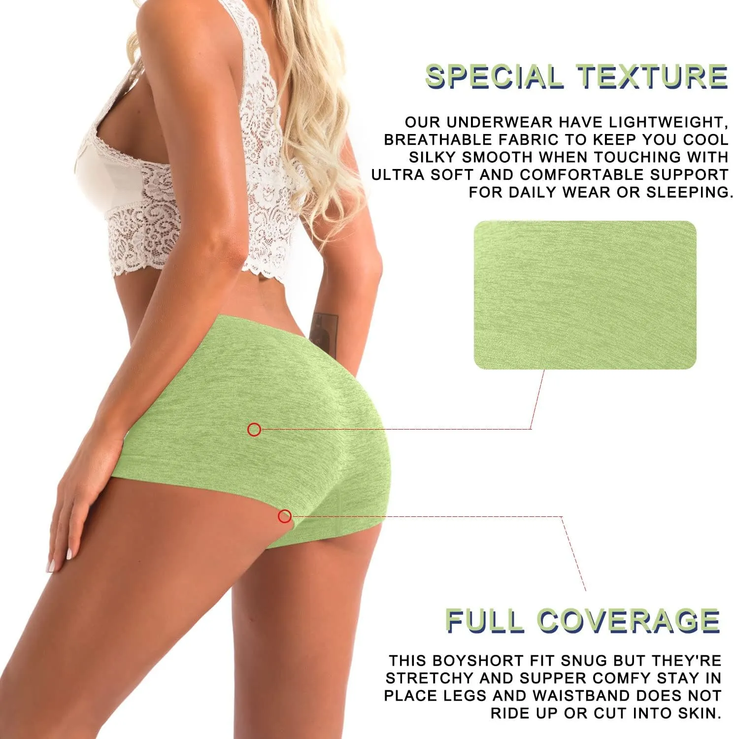 R RUXIA Women's Boyshorts Underwear Seamless Boy Shorts Panties Soft Stretch Boxer Briefs 5 Packs(Regular & Plus Size)