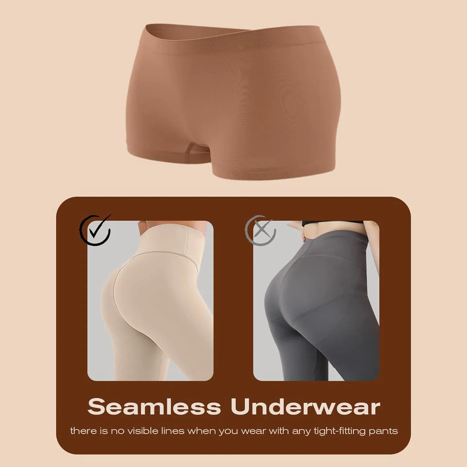 R RUXIA Women's Boyshorts Underwear Seamless Boy Shorts Panties Soft Stretch Boxer Briefs 5 Packs(Regular & Plus Size)