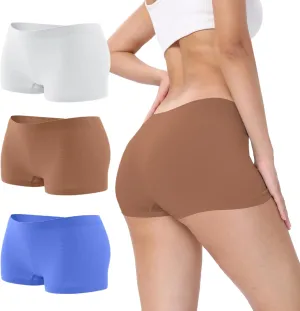 R RUXIA Women's Boyshorts Underwear Seamless Boy Shorts Panties Soft Stretch Boxer Briefs 5 Packs(Regular & Plus Size)