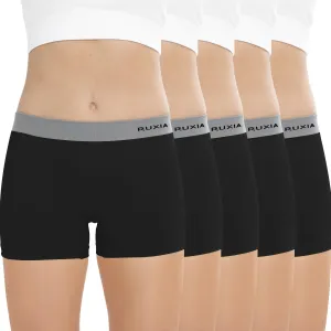 R RUXIA Women's Boyshorts Underwear Seamless Boy Shorts Panties Soft Stretch Boxer Briefs 5 Packs(Regular & Plus Size)