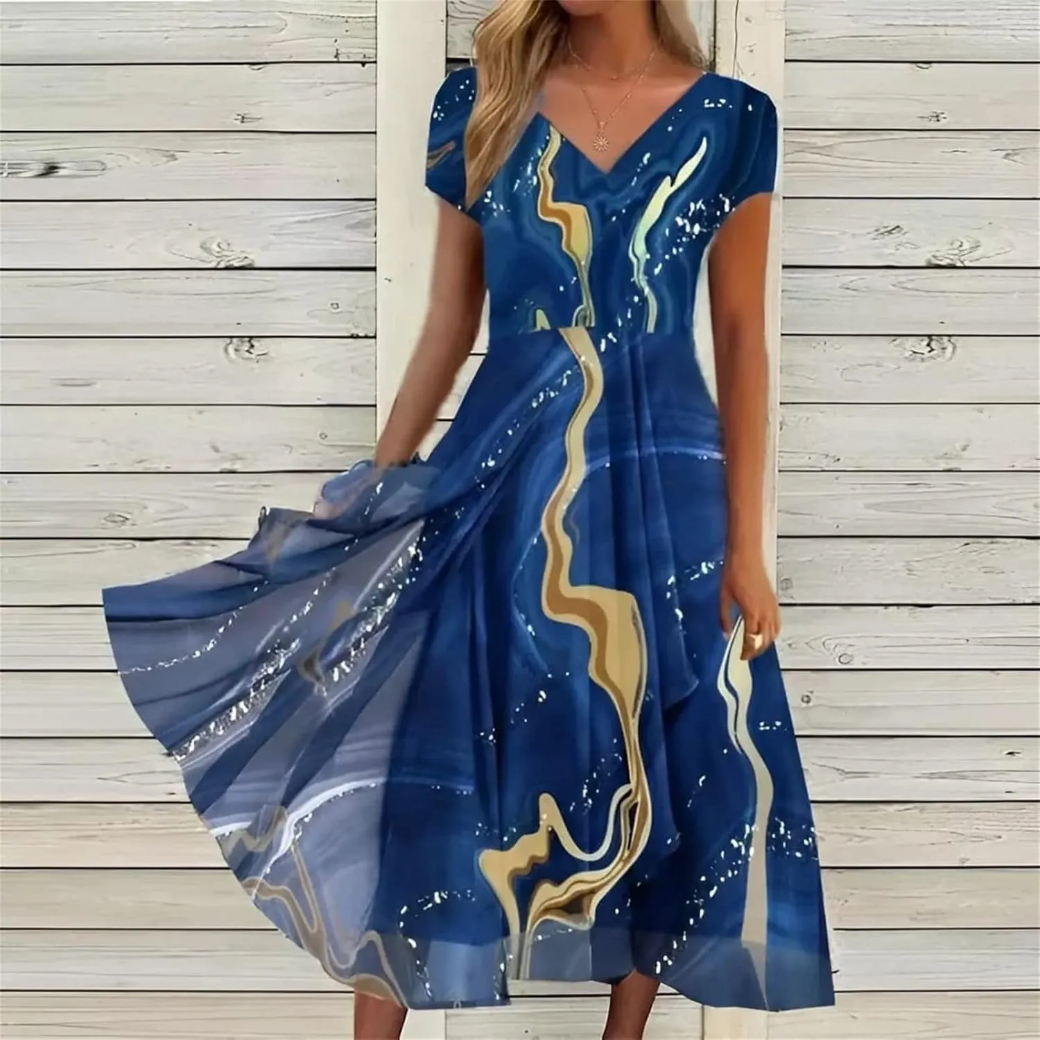 Rvidbe Casual Dresses for Women Summer Women Short Sleeve Dress Chiffon Bridesmaid Dresses Flowy Wedding Guest Dresses