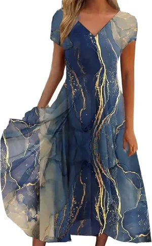 Rvidbe Casual Dresses for Women Summer Women Short Sleeve Dress Chiffon Bridesmaid Dresses Flowy Wedding Guest Dresses