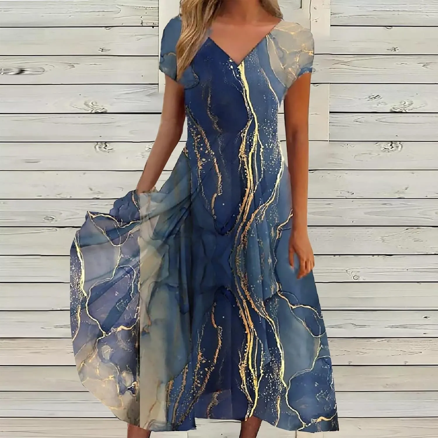 Rvidbe Casual Dresses for Women Summer Women Short Sleeve Dress Chiffon Bridesmaid Dresses Flowy Wedding Guest Dresses