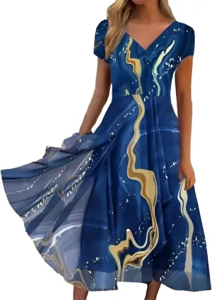 Rvidbe Casual Dresses for Women Summer Women Short Sleeve Dress Chiffon Bridesmaid Dresses Flowy Wedding Guest Dresses