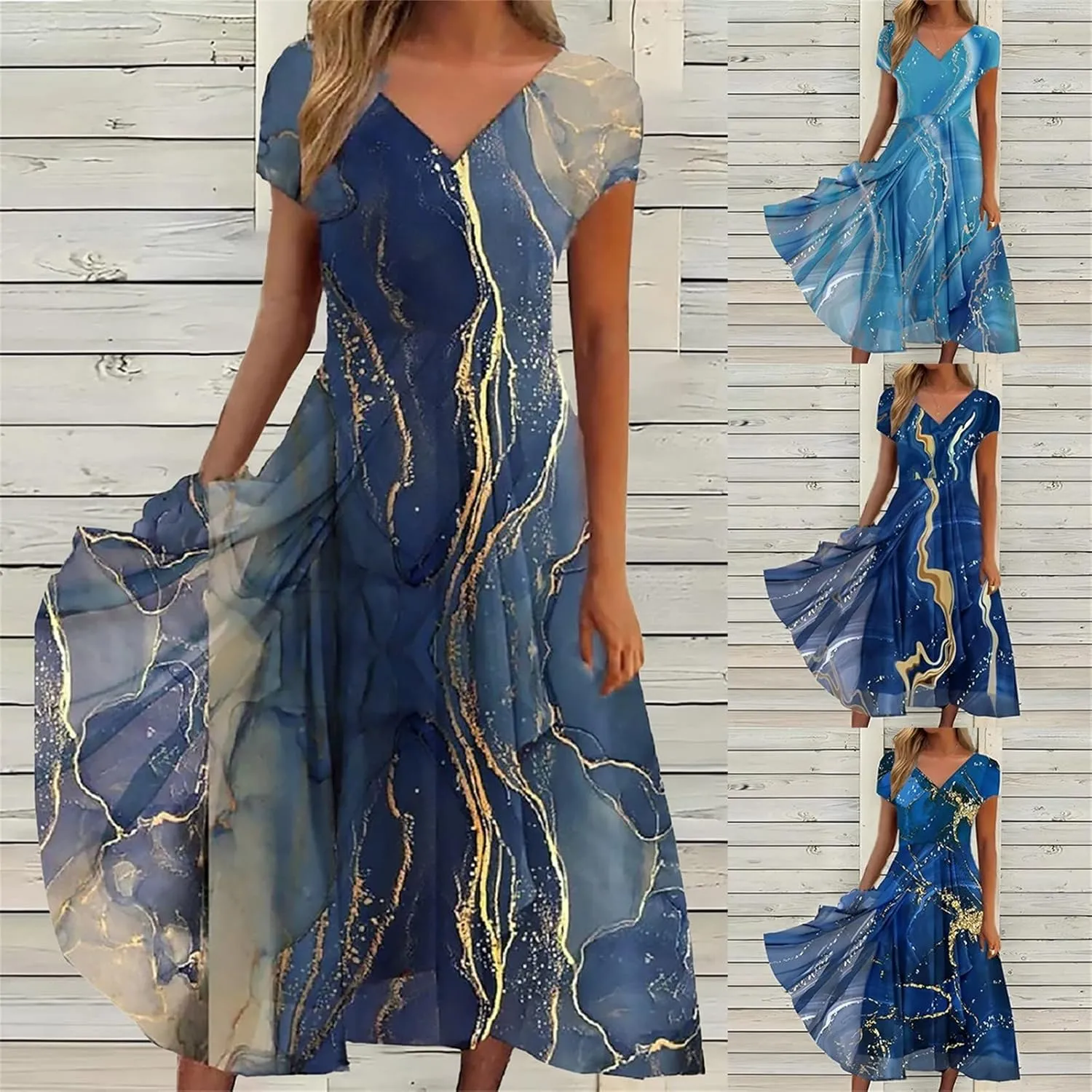 Rvidbe Casual Dresses for Women Summer Women Short Sleeve Dress Chiffon Bridesmaid Dresses Flowy Wedding Guest Dresses