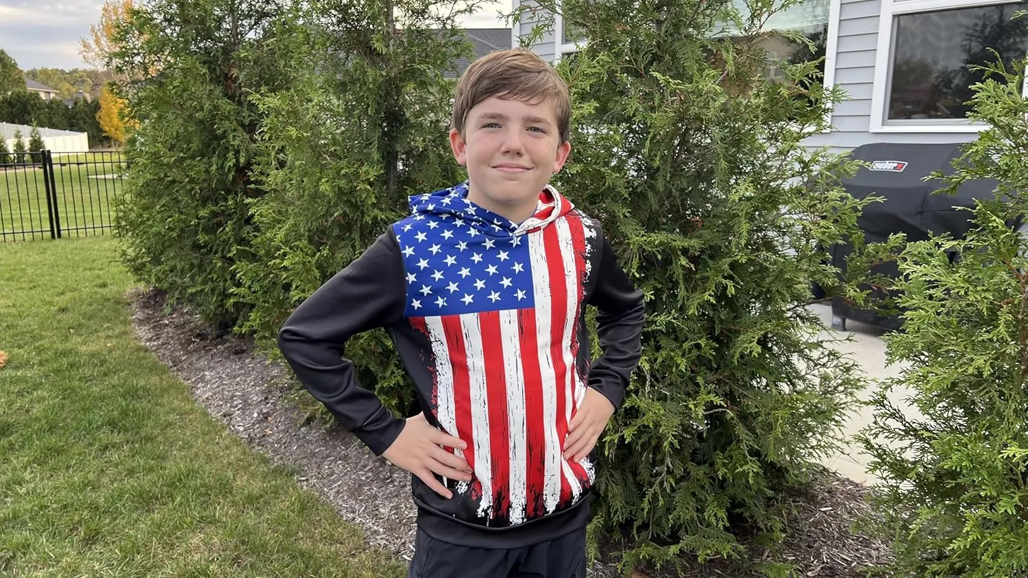 SAYM Boy's USA American Flag Patriotic Fleece lining Pullover Hoodies