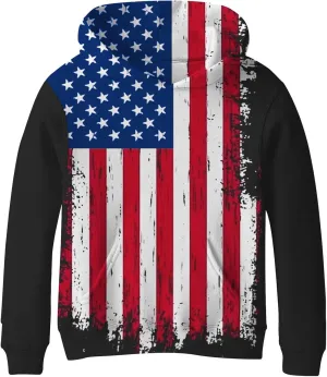 SAYM Boy's USA American Flag Patriotic Fleece lining Pullover Hoodies