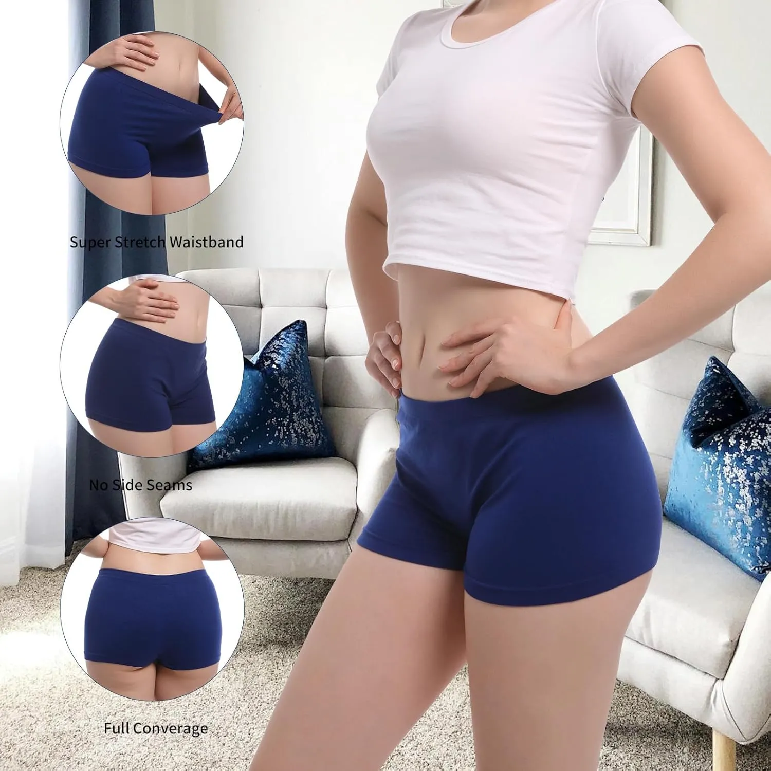 Seamless Boyshort Underwear For Women Nylon Spandex Boyshorts Panties Soft Stretch Boy Shorts Underwear MultiPack