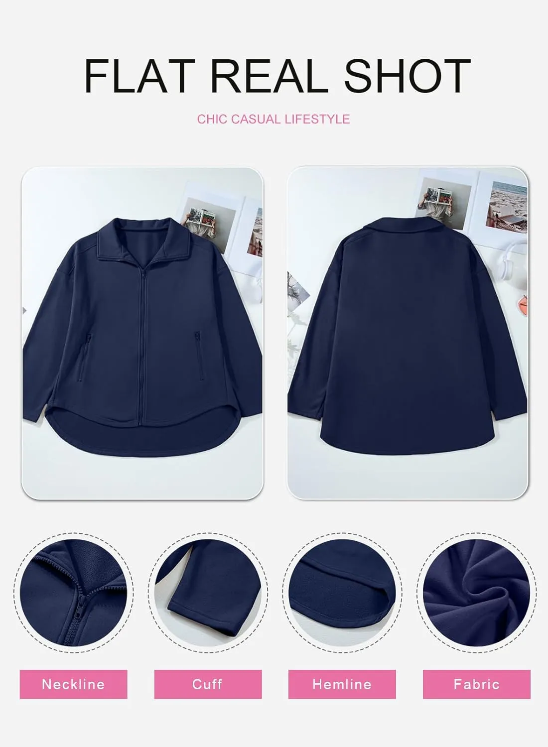 SHEWIN Womens Zip Up Sweatshirt Long Sleeve Oversized Sweatshirts With Pockets Fall Outfit Clothes 2024