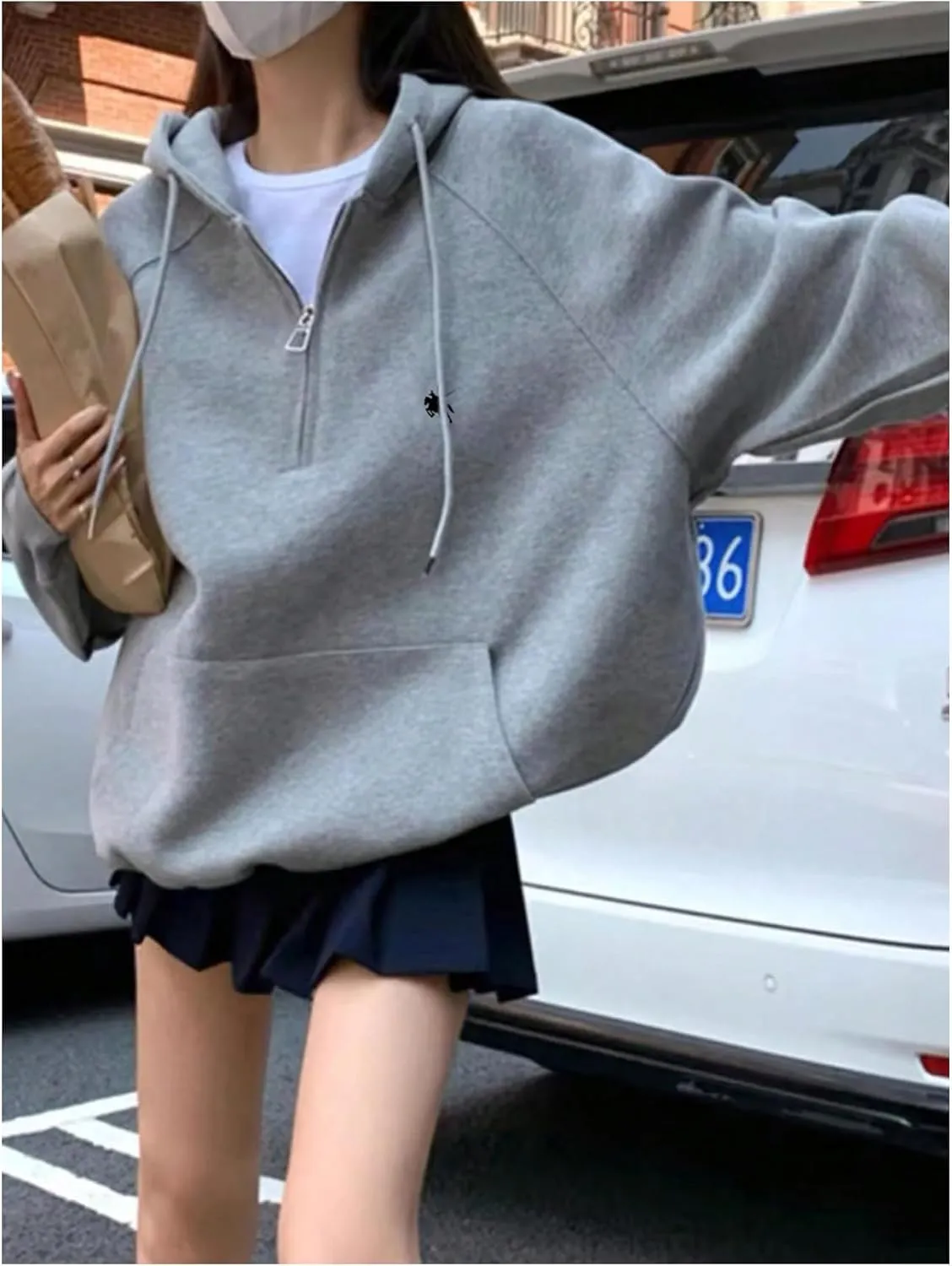 SOLY HUX Hoodies for Women Graphic Print Half Zip Drawstring Long Sleeve Pullover Loose Sweatshirt