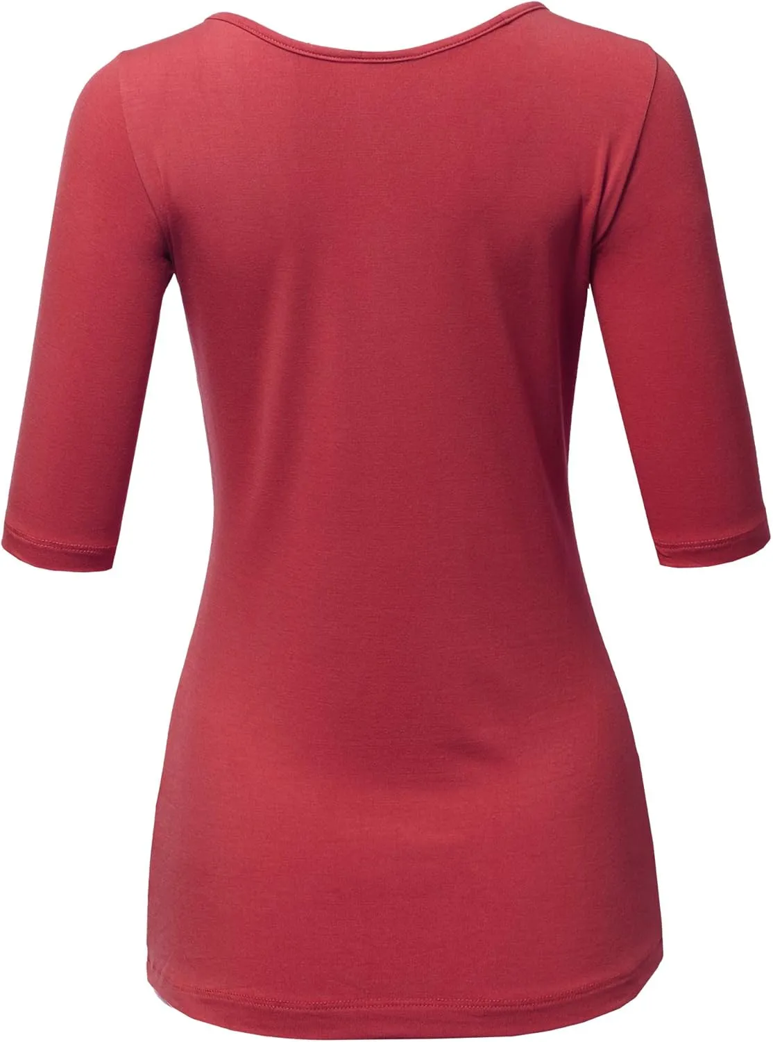 SSOULM Women's Basic Stretchy 1/2 Sleeve Crewneck Slim Fit T-Shirt Top with Plus Size
