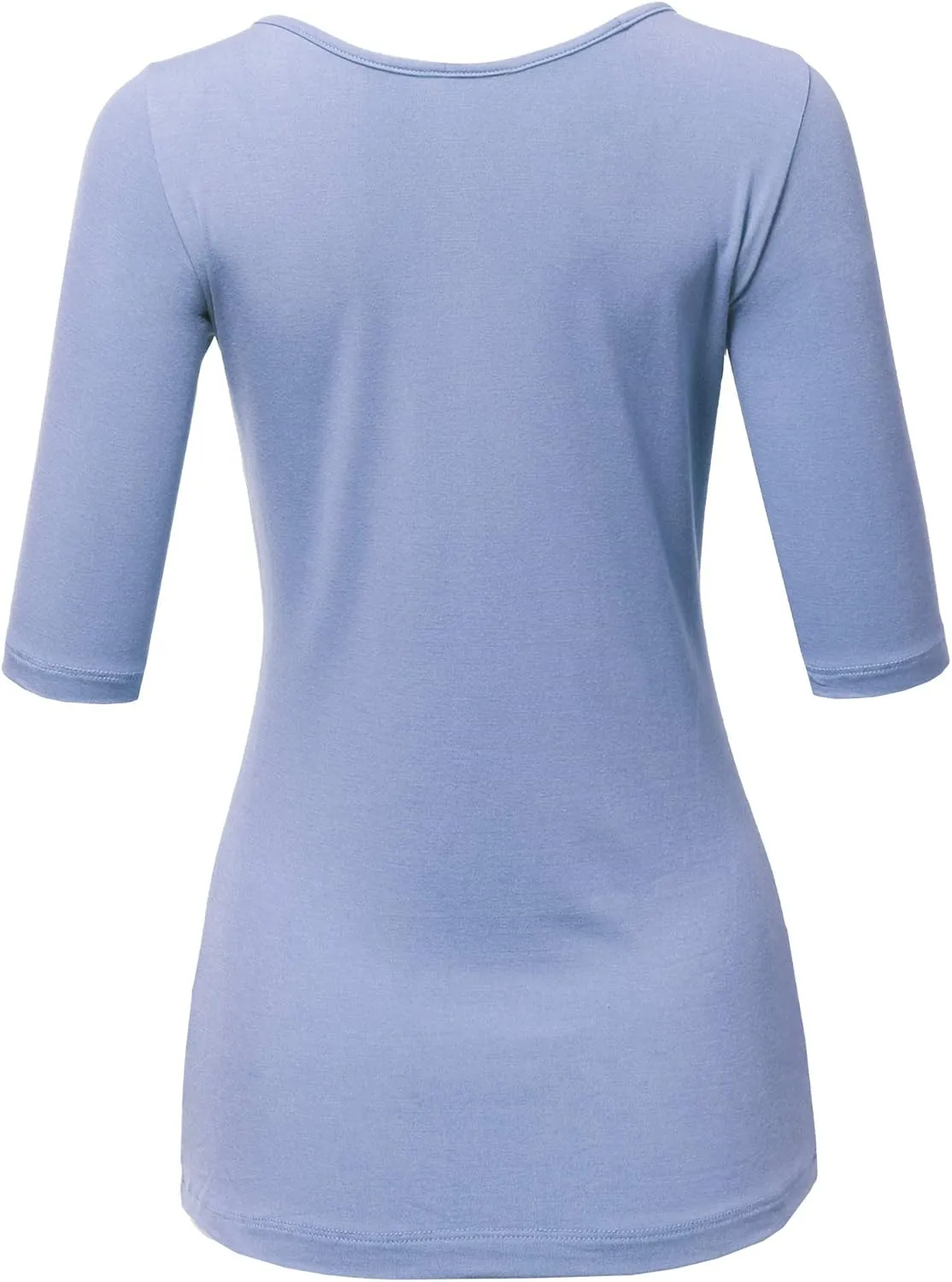 SSOULM Women's Basic Stretchy 1/2 Sleeve Crewneck Slim Fit T-Shirt Top with Plus Size