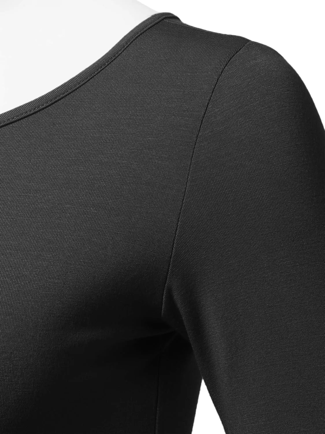 SSOULM Women's Basic Stretchy 1/2 Sleeve Crewneck Slim Fit T-Shirt Top with Plus Size