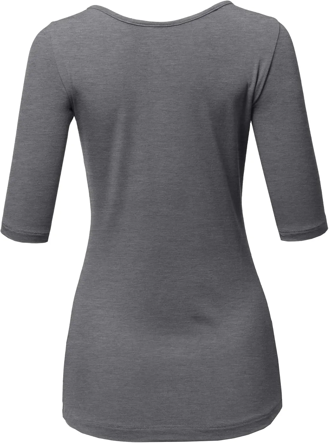 SSOULM Women's Basic Stretchy 1/2 Sleeve Crewneck Slim Fit T-Shirt Top with Plus Size