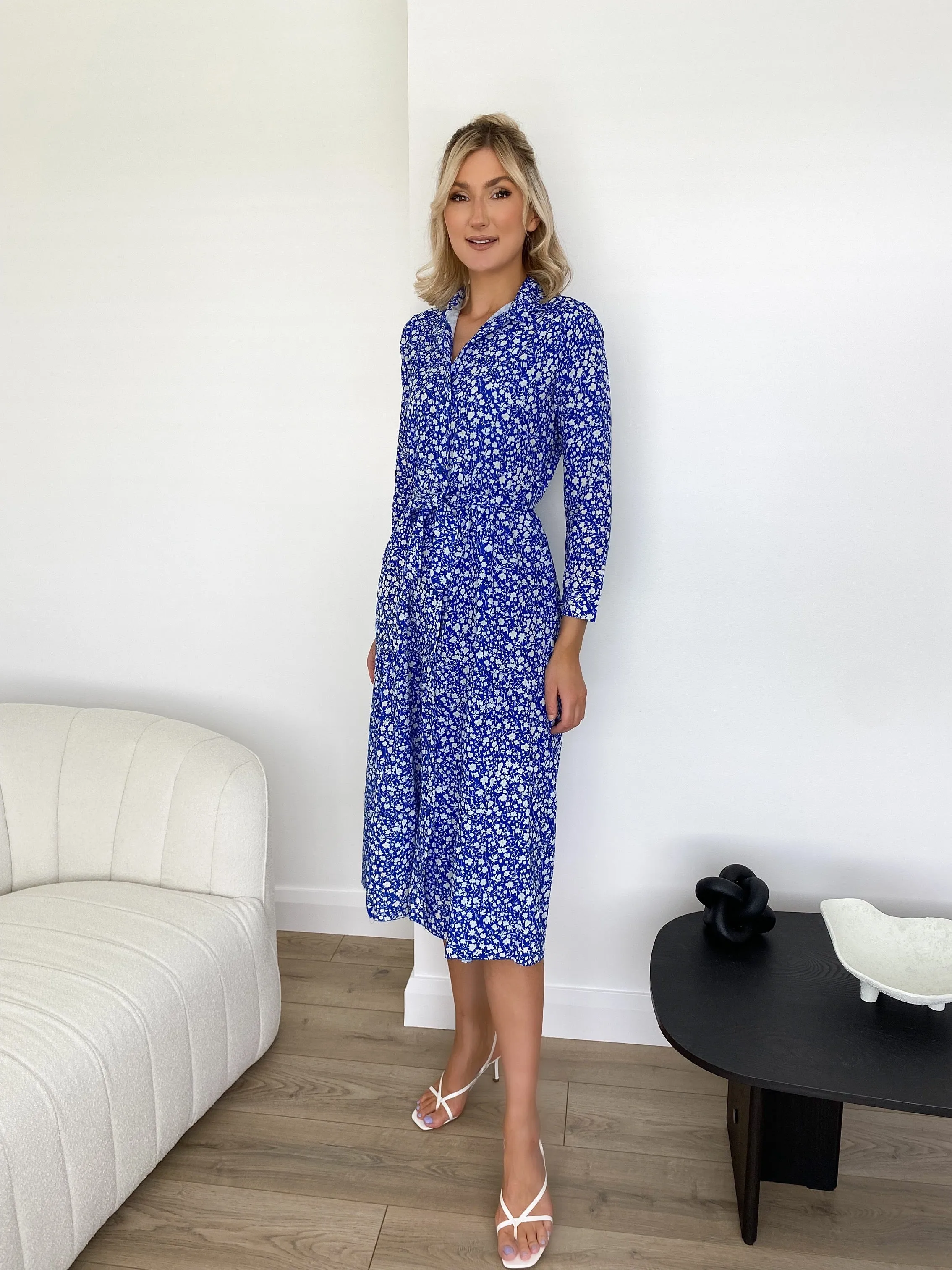 Stacey Blue Button Up Dress