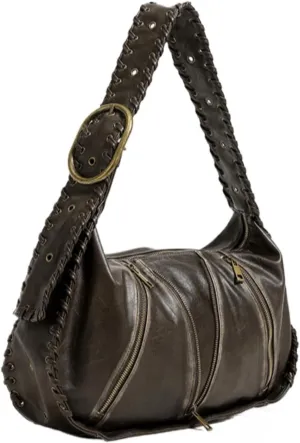 Studded Purse Y2k Hobo Bag Vegan Leather Bag Red Purse Large Tote Bag for Women Streetwear 2000s Purse