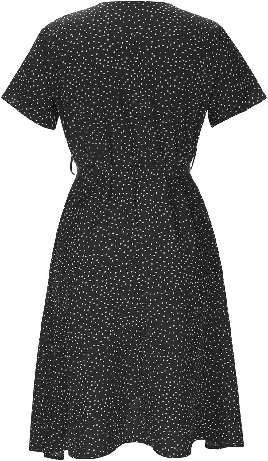 Summer Dresses for Women 2025 Plus Size Short Sleeve V Neck Polka Dot Print Midi Dress Casual Boho Beach Sundresses