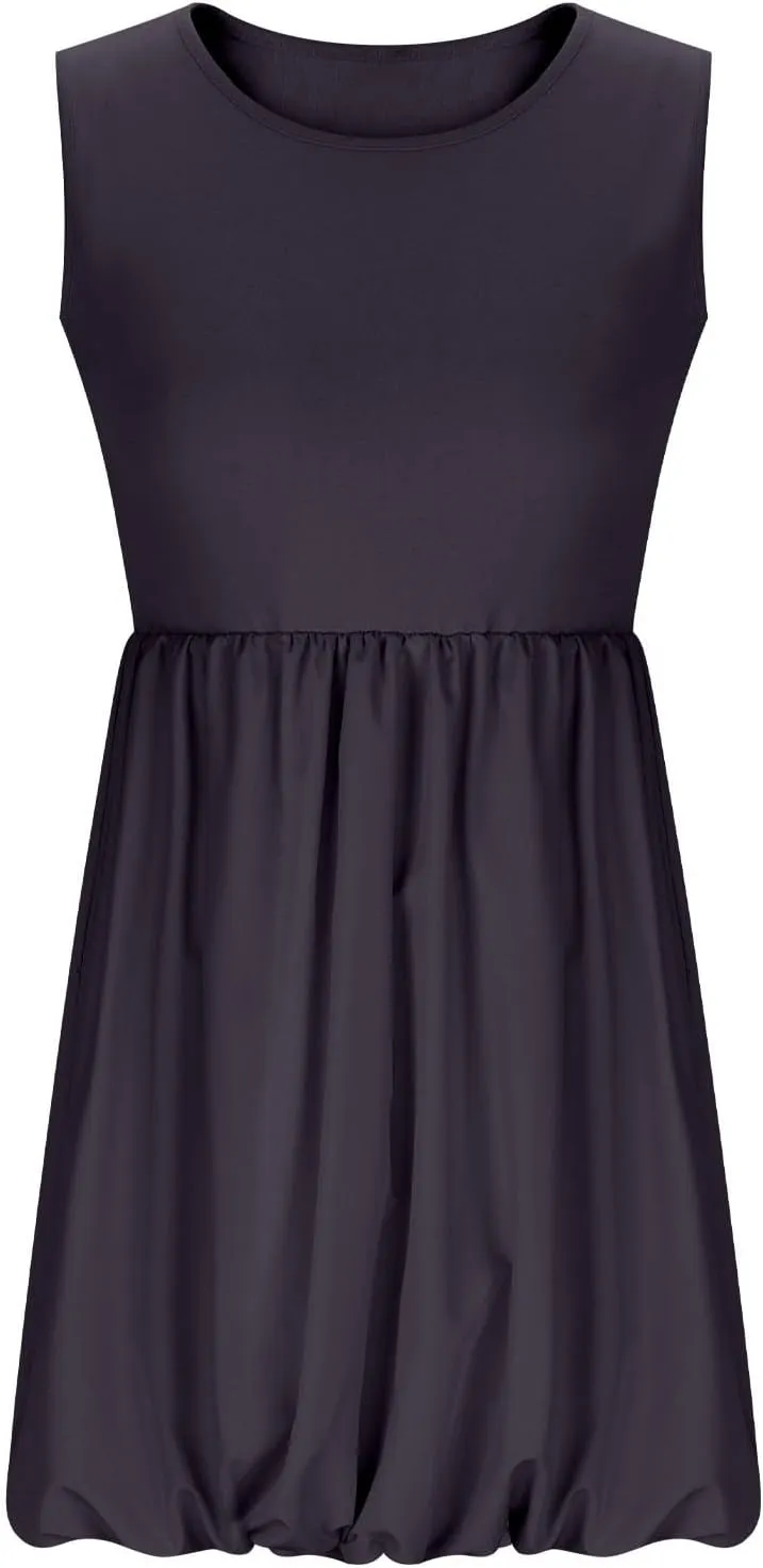 Summer Dresses Women 2025 Casual Sleeveless Tank Mini Short Dress Crew Neck Bubble Sundress Beach Wedding Guest Dress