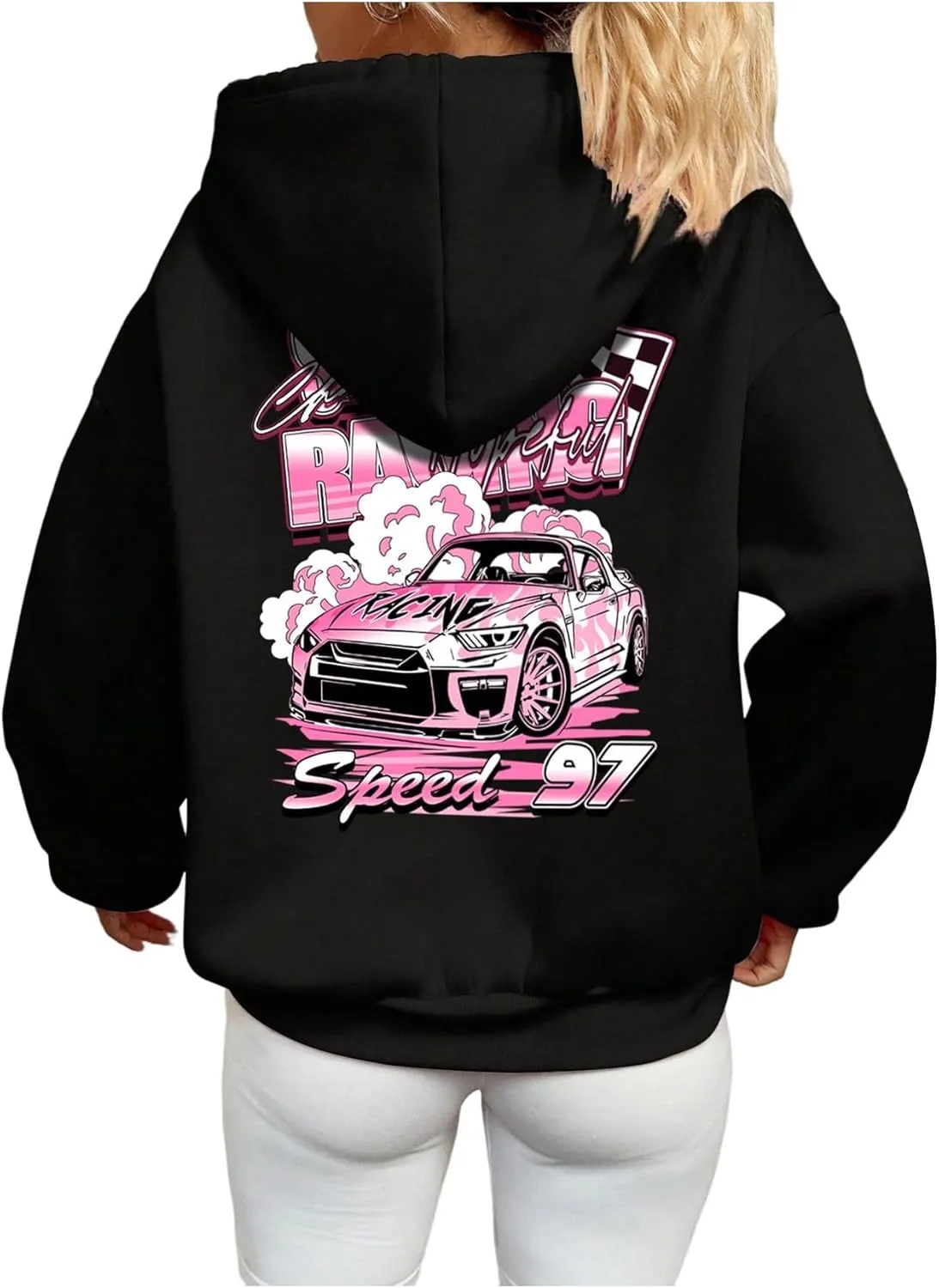 SweatyRocks Women's Graphic Oversized Hoodies Long Sleeve Drop Shoulder Pullover Sweatshirts