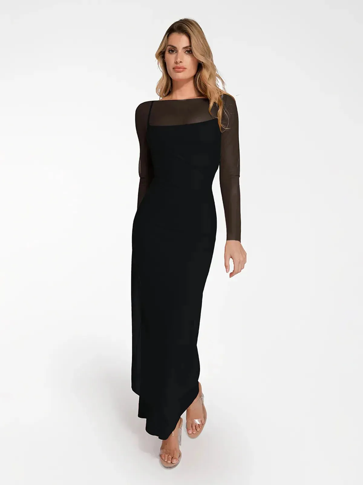 The Popilush Long Sleeve Sheer Mesh Maxi Cover-Up