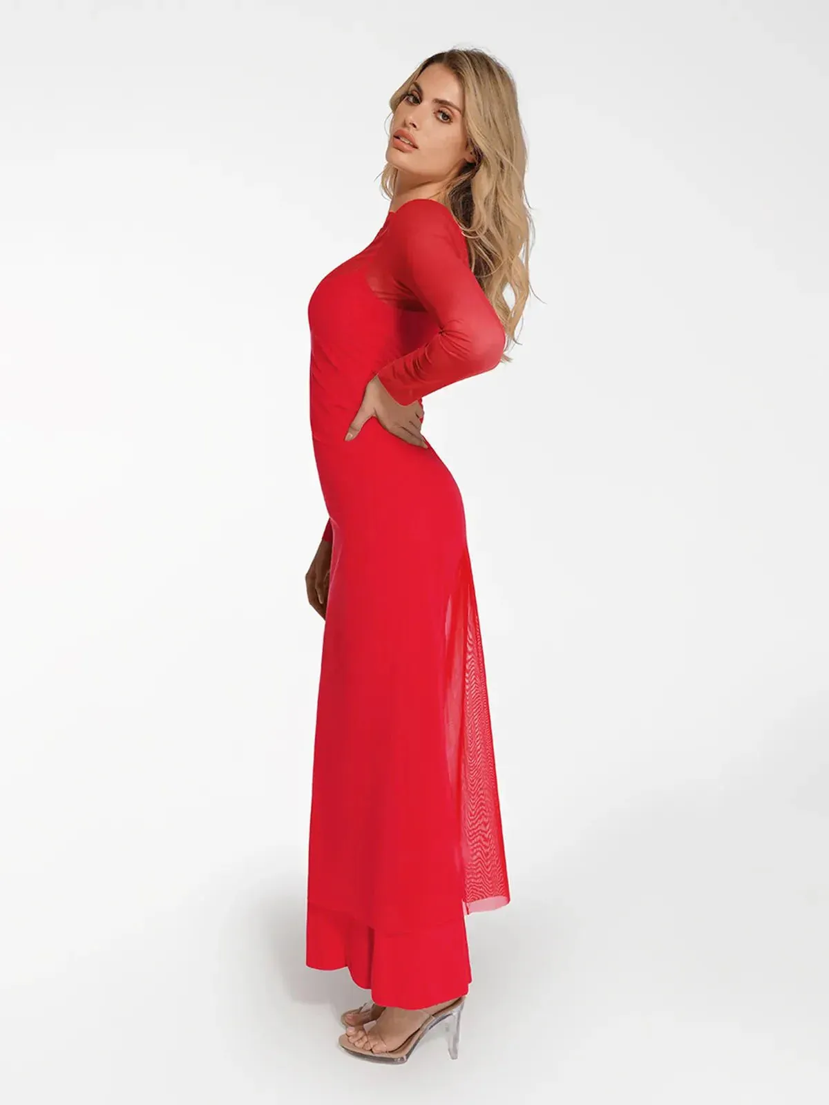 The Popilush Long Sleeve Sheer Mesh Maxi Cover-Up