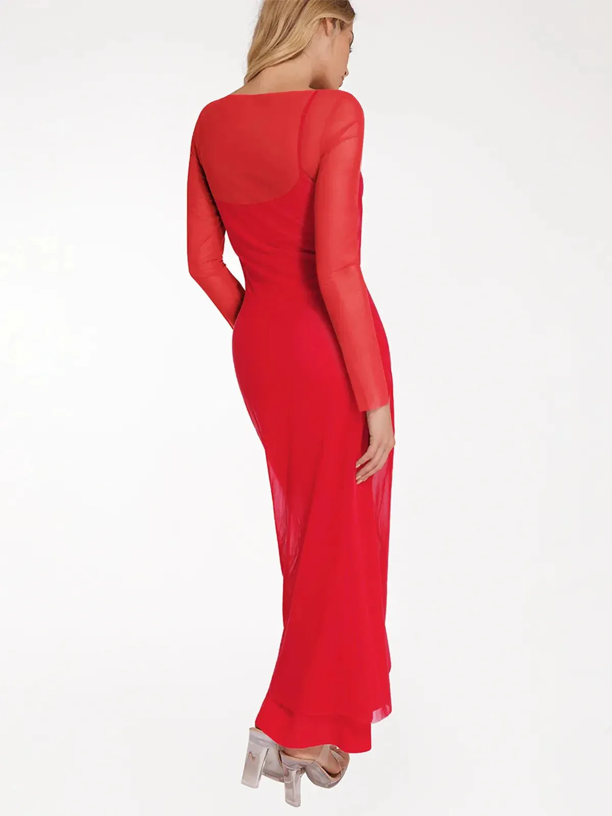 The Popilush Long Sleeve Sheer Mesh Maxi Cover-Up