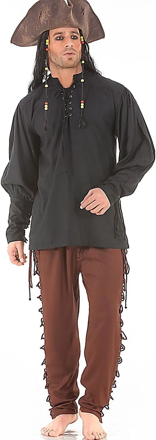 ThePirateDressing Medieval Renaissance Pirate Cosplay Costume Mens Lace-Up Pants