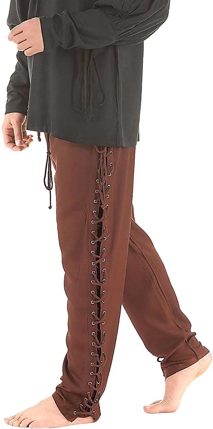 ThePirateDressing Medieval Renaissance Pirate Cosplay Costume Mens Lace-Up Pants