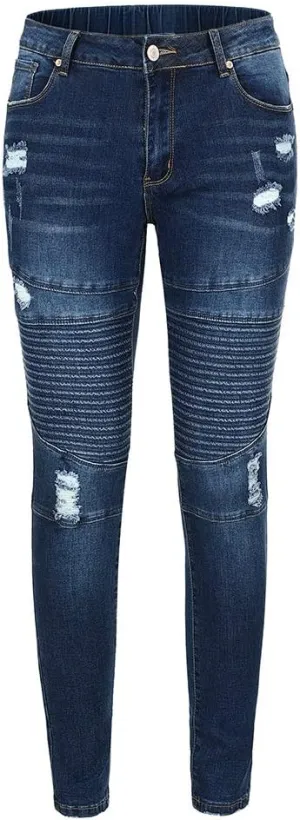 THUNDER STAR Womens Stretch Skinny Jeans Mid Rise Slim Denim Jeggings