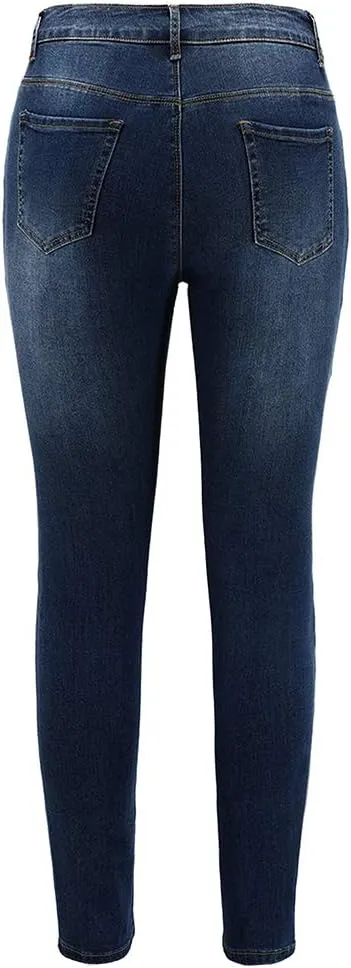 THUNDER STAR Womens Stretch Skinny Jeans Mid Rise Slim Denim Jeggings