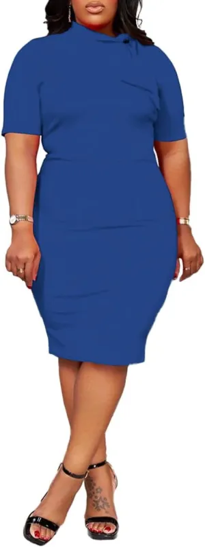 TOPSRANI Womens Plus Size Bodycon Midi Dresses for Women Oversize Casual Sundress Short Sleeve Crewneck Summer Dress
