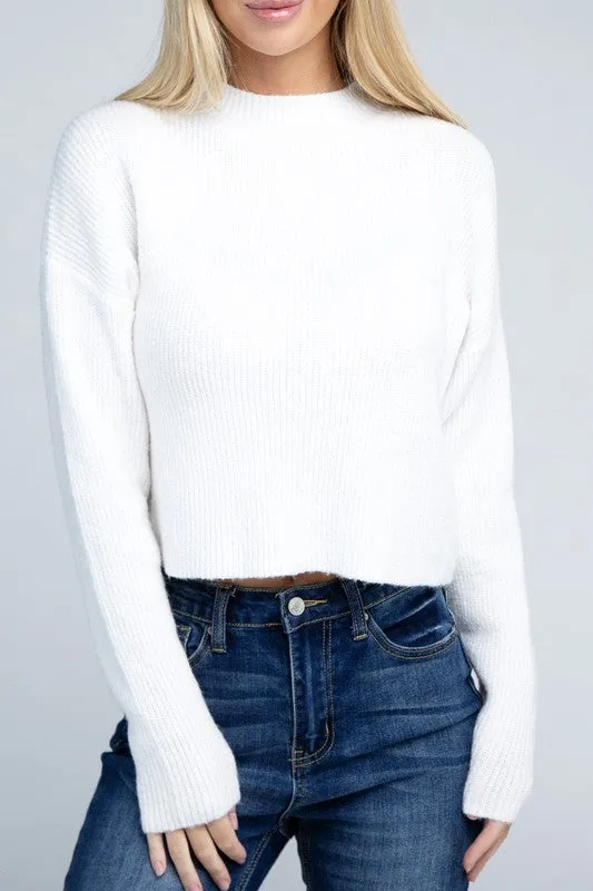 Trendy & Relaxed Khaki Knit Long Sleeve Top