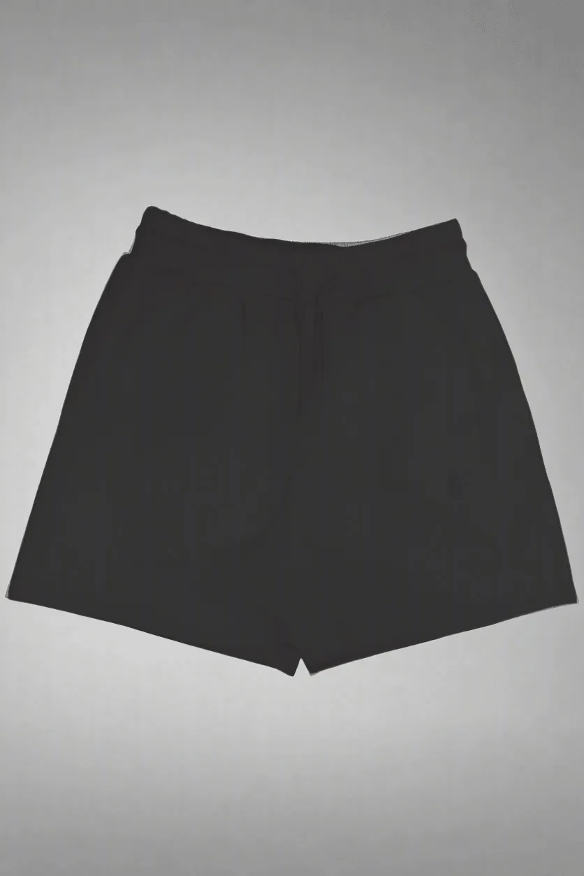 Unisex Premium Terry Black Shorts with Tiger Head Logo Embroidery