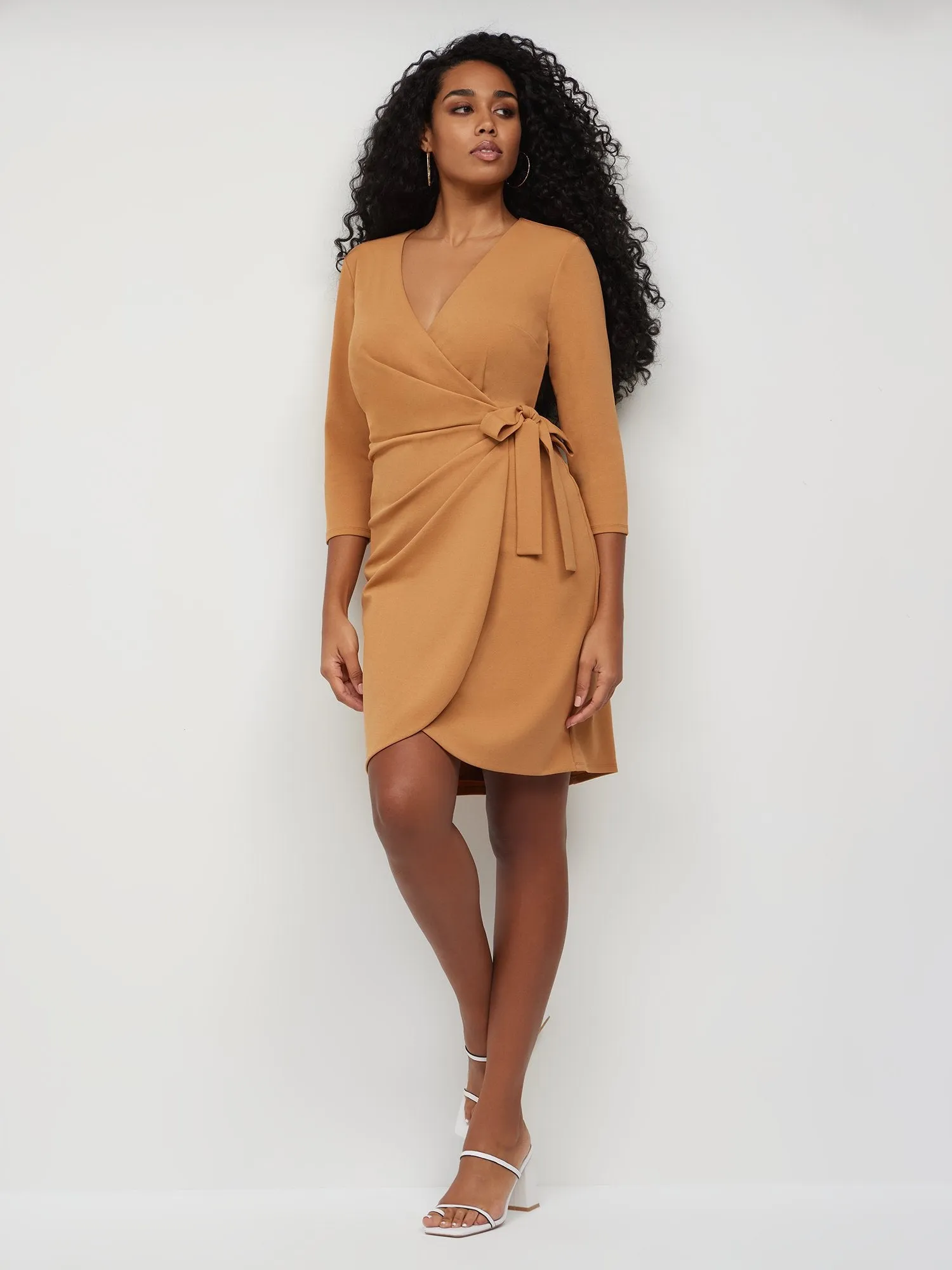 V-Neck Wrap Sheath Dress - Magic Crepe®