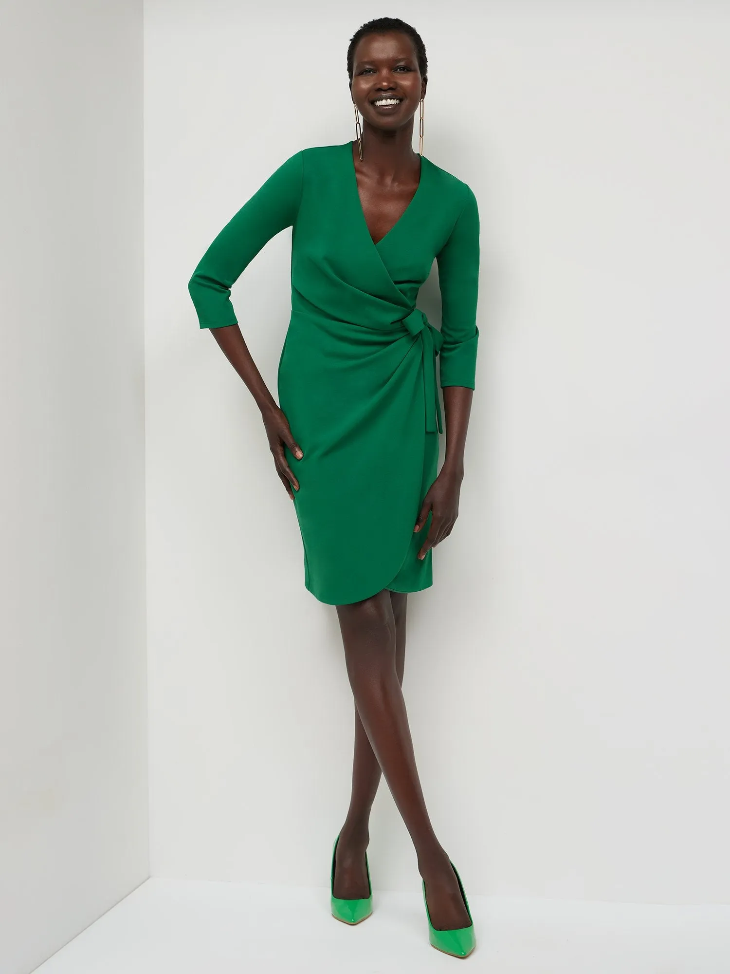 V-Neck Wrap Sheath Dress - Magic Crepe®