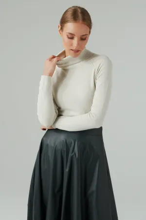 VISCOSE BLEND ROLL NECK JUMPER MILK