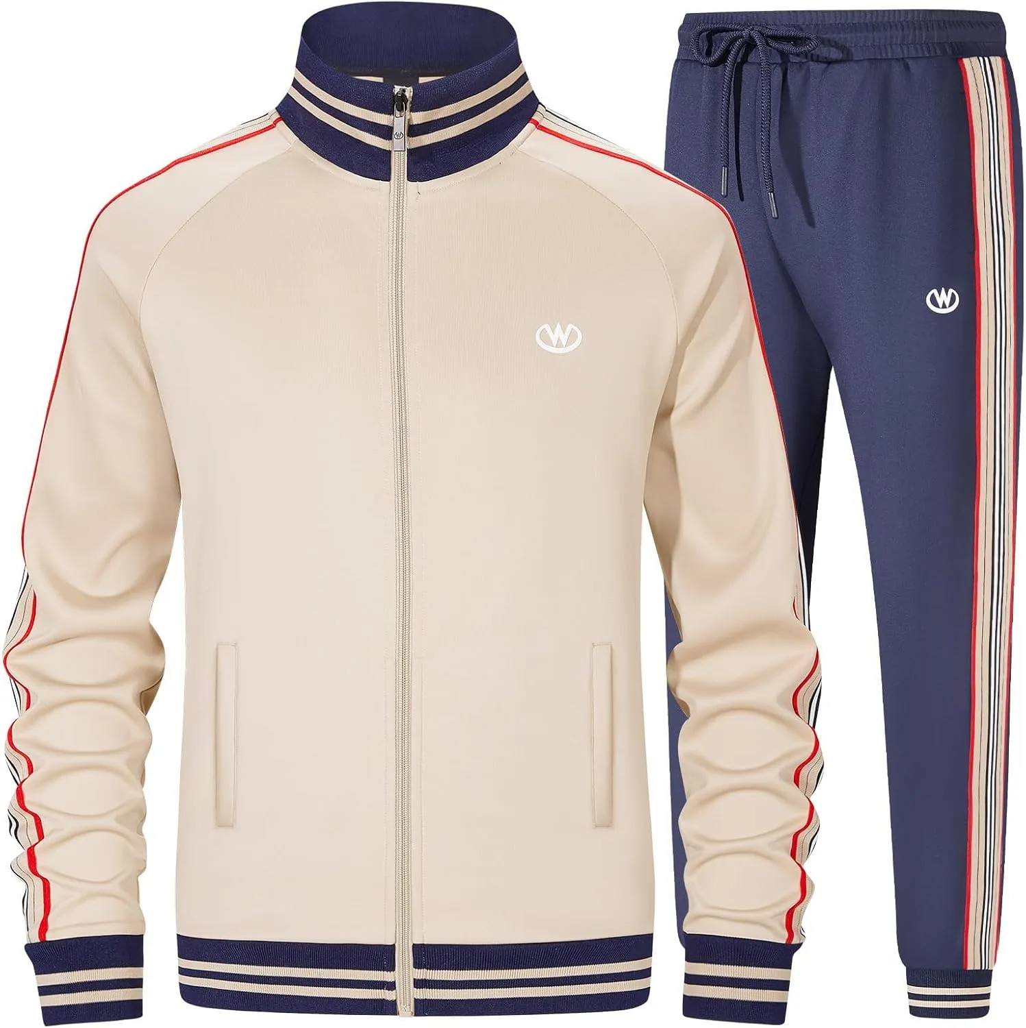 W JIANWANG Track Suits for Men Set Jogging Tracksuit Mens Sweatsuits Workout Running Sports Jogger Sweat Suits Outfits