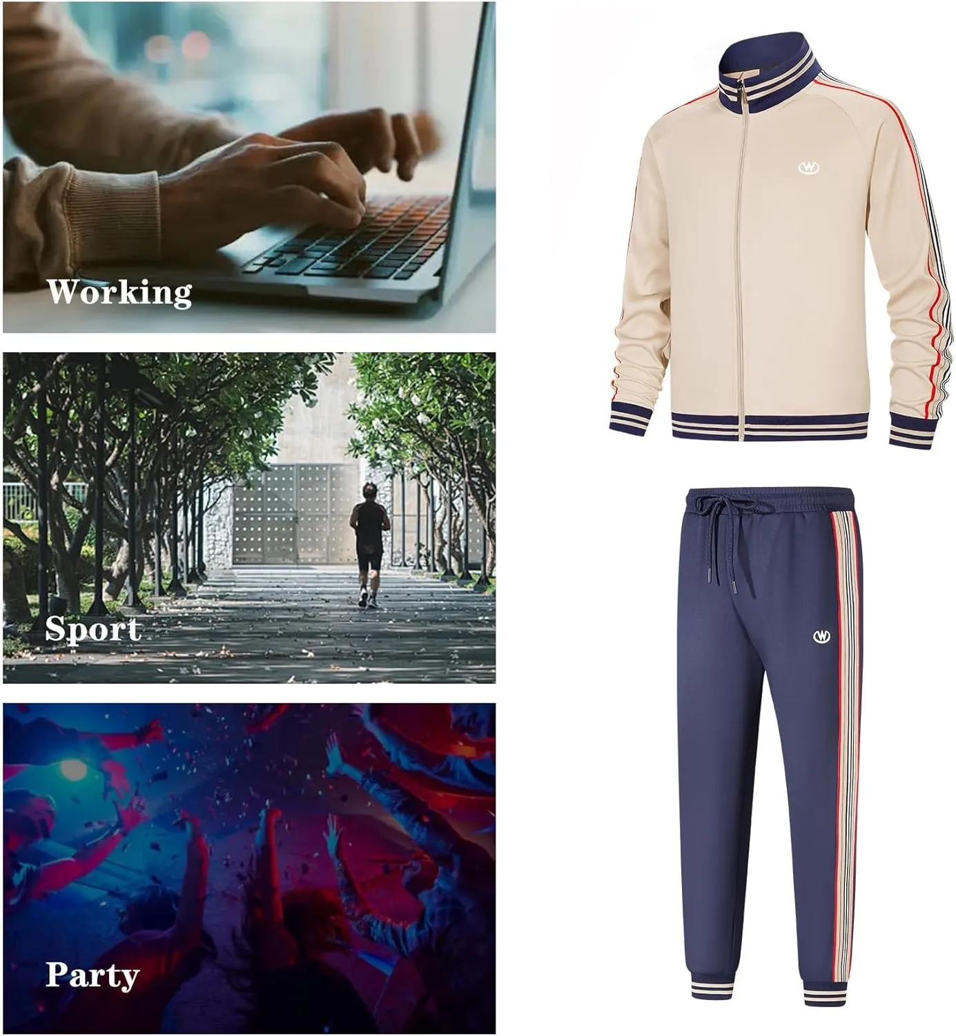 W JIANWANG Track Suits for Men Set Jogging Tracksuit Mens Sweatsuits Workout Running Sports Jogger Sweat Suits Outfits