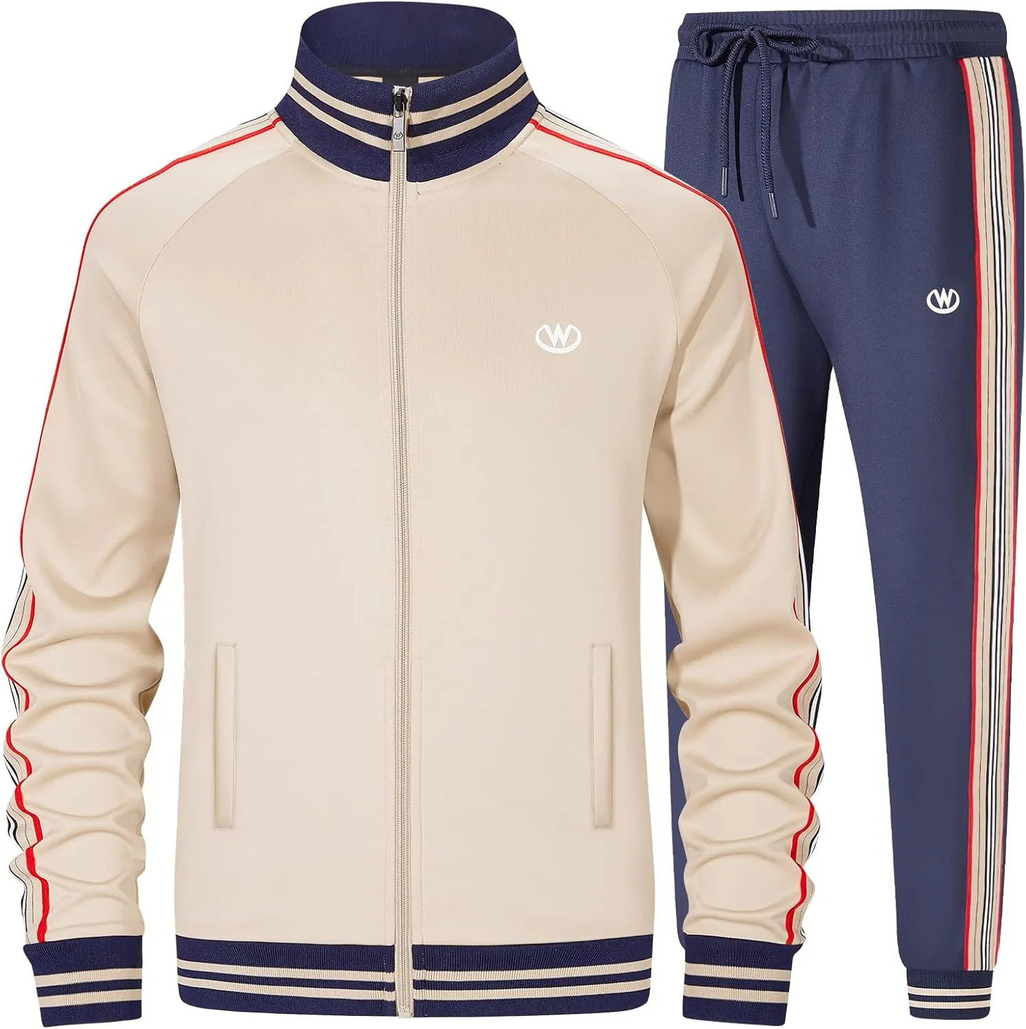 W JIANWANG Track Suits for Men Set Jogging Tracksuit Mens Sweatsuits Workout Running Sports Jogger Sweat Suits Outfits