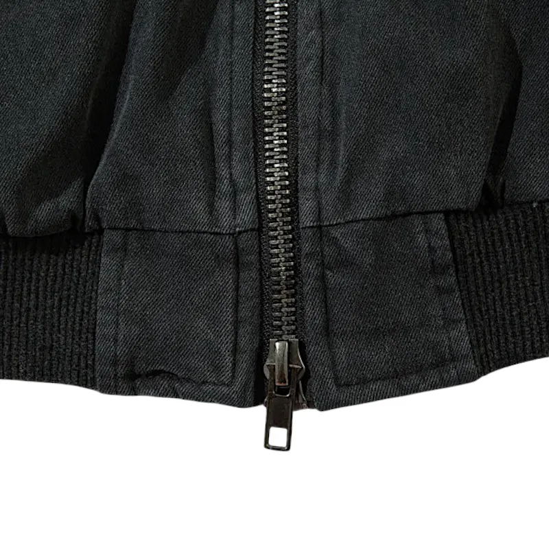 Washed denim quilted lining bomber