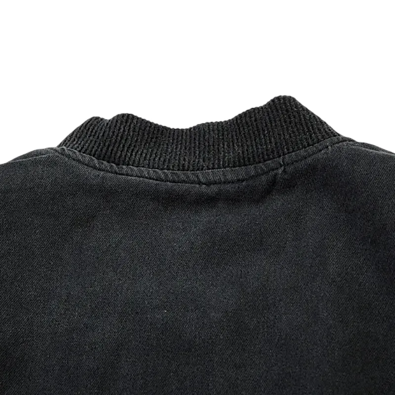 Washed denim quilted lining bomber