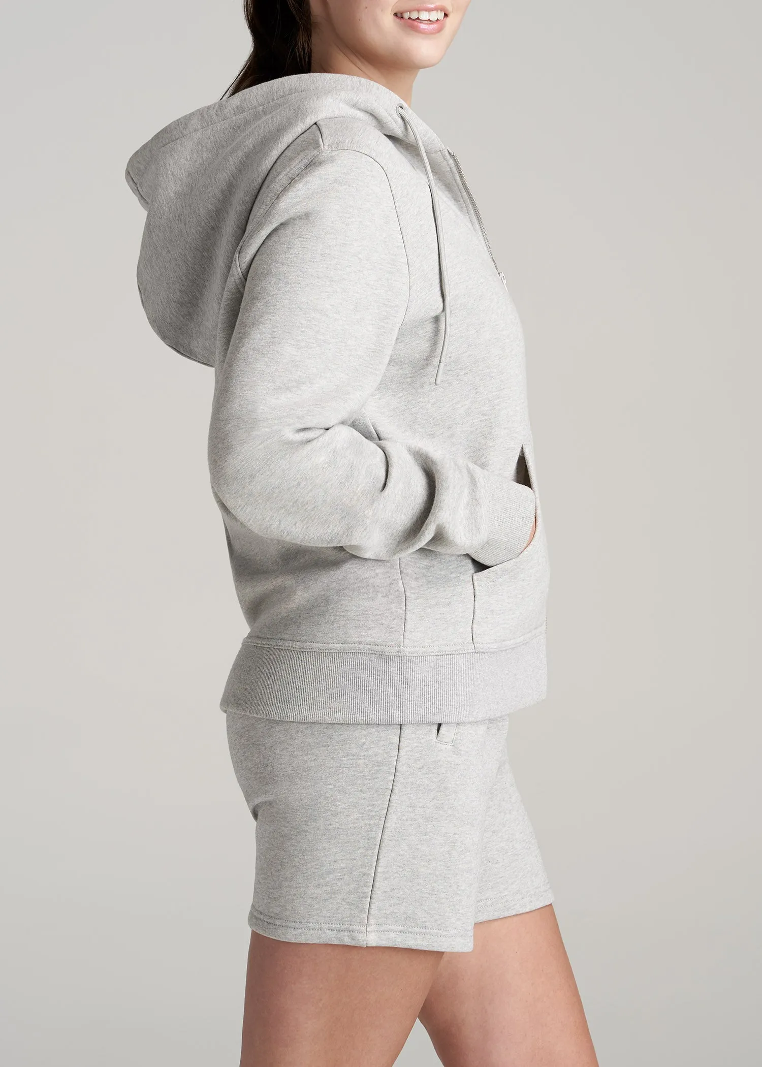 Wearever Fleece Full-Zip Women's Tall Hoodie in Grey Mix